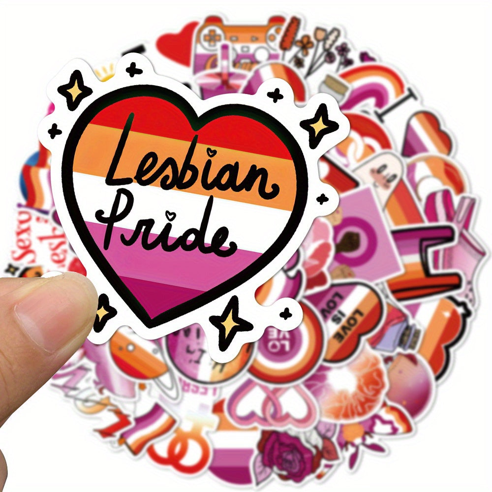50pcs Lesbian Pride Stickers for DIY Skateboard Guitar Water Cup Luggage Helmet