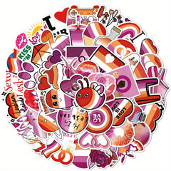 50pcs Lesbian Pride Stickers for DIY Skateboard Guitar Water Cup Luggage Helmet