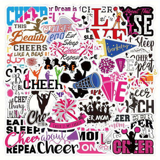60pcs Cartoon Cheerleading Motivational Stickers for DIY Skateboard Guitar
