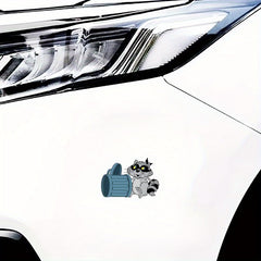 Funny Raccoon Trash Can Sticker Car Motorcycle Bumper Cartoon Self-adhesive