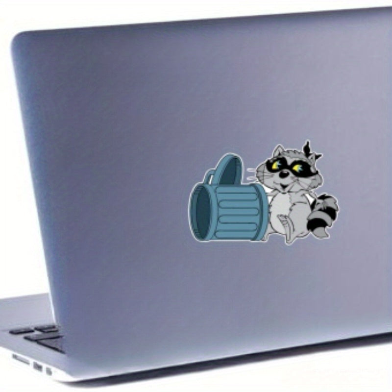 Funny Raccoon Trash Can Sticker Car Motorcycle Bumper Cartoon Self-adhesive