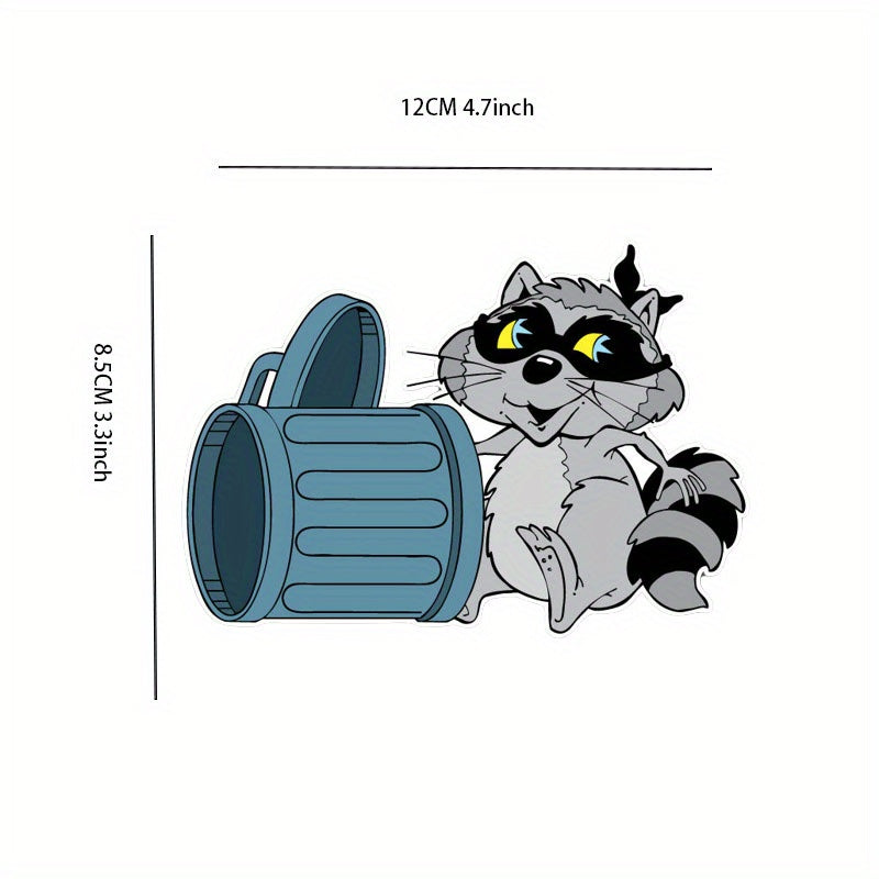 Funny Raccoon Trash Can Sticker Car Motorcycle Bumper Cartoon Self-adhesive