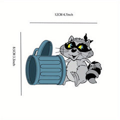 Funny Raccoon Trash Can Sticker Car Motorcycle Bumper Cartoon Self-adhesive