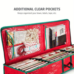 Christmas Gift Wrap Organizer Storage Bag w/ Pockets Fits 24 Rolls