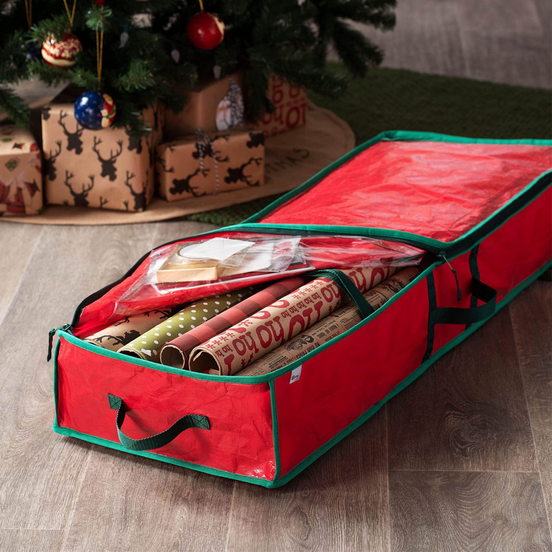 Christmas Gift Wrap Organizer Storage Bag w/ Pockets Fits 24 Rolls