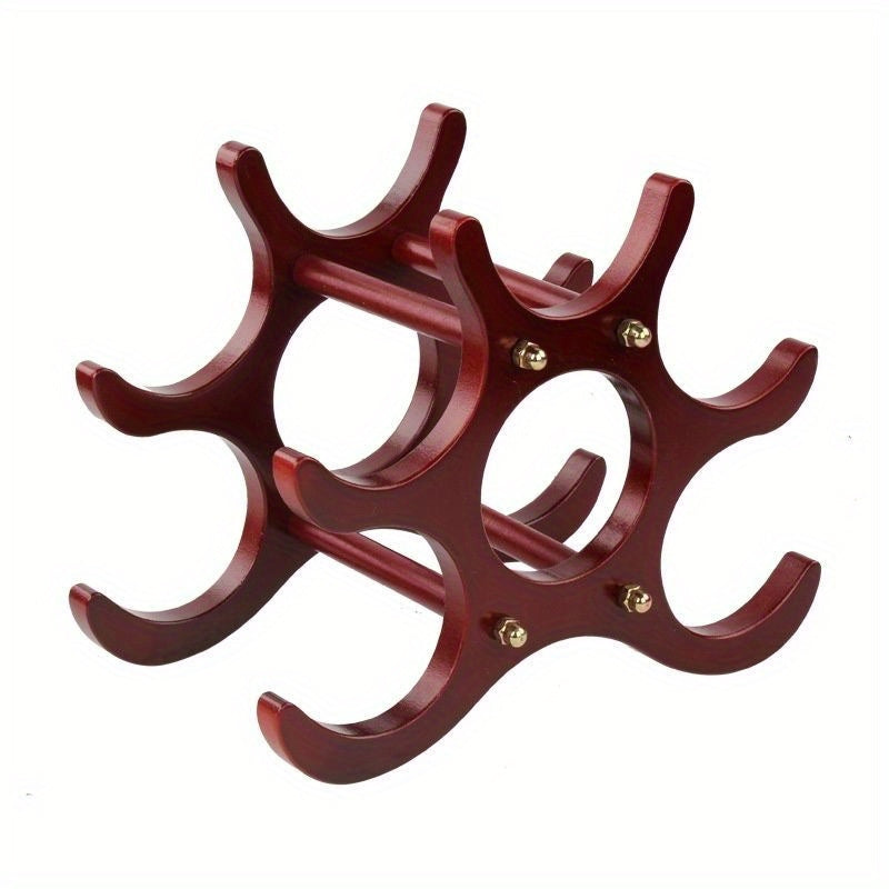 1pc Wood Wine Storage Rack For Countertop - Holds 5 Bottles