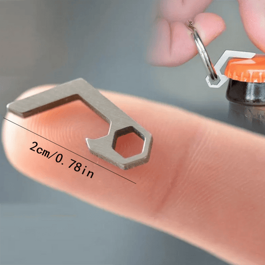 Stainless Steel Bottle Opener Key Ring Mini Keychain for Outdoor Camping Hiking
