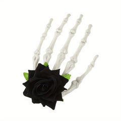 Rose Skull Hand Hairpin Lady's Bizarre Scary Bone Hair Decoration