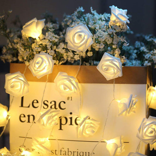 3m 20-Light LED Colored Rose Lights String Box, Wedding Christmas Party Decor