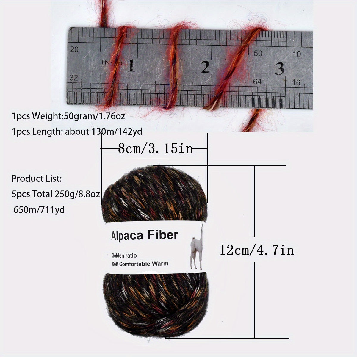 5pcs Alpaca Wool Yarn Hand Knitting DIY Colorful Wool Yarn