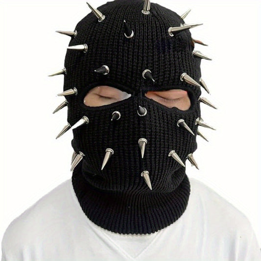 Knitted Balaclava Rivet Warm Pullover Hat Hip Hop Rock Punk Headgear