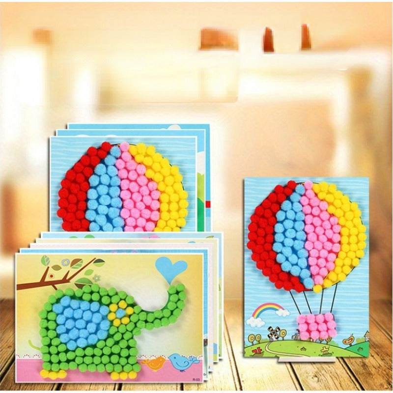 Children's Fur Ball Paste Painting DIY Creative Fur Ball Painting