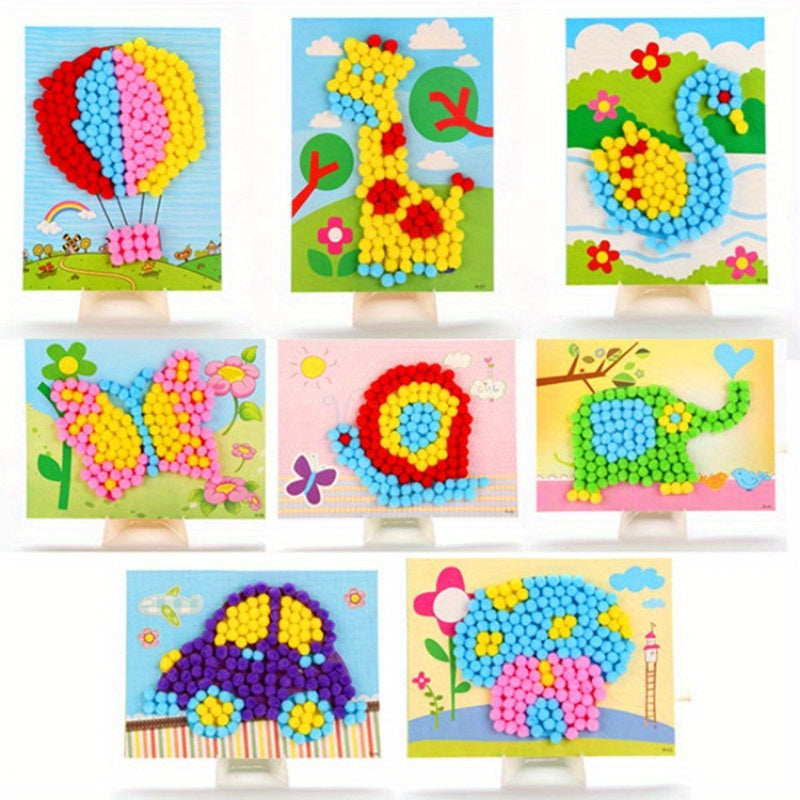 Children's Fur Ball Paste Painting DIY Creative Fur Ball Painting