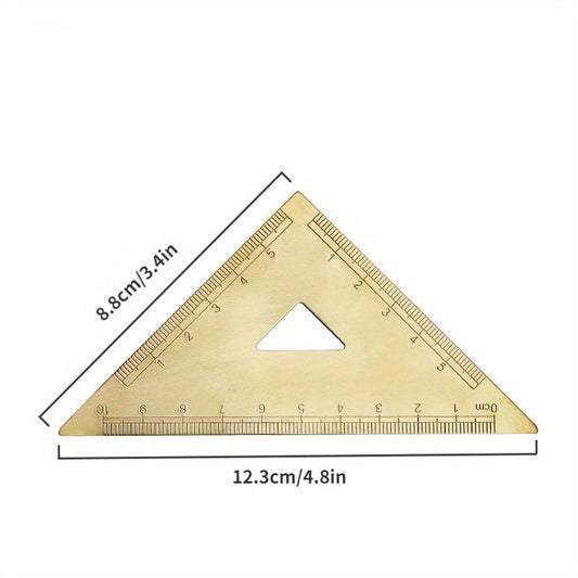 Vintage Brass Triangular Ruler Semicircle Protractor Plate Drawing