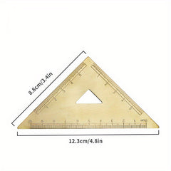 Vintage Brass Triangular Ruler Semicircle Protractor Plate Drawing