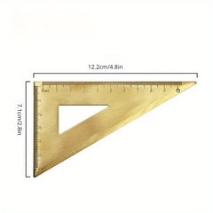 Vintage Brass Triangular Ruler Semicircle Protractor Plate Drawing