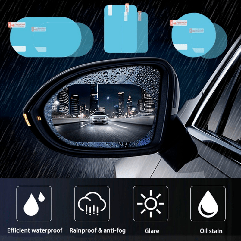 2pcs Clear Rain Film for Car Mirrors - Prevent Water Drops, Anti-Fog