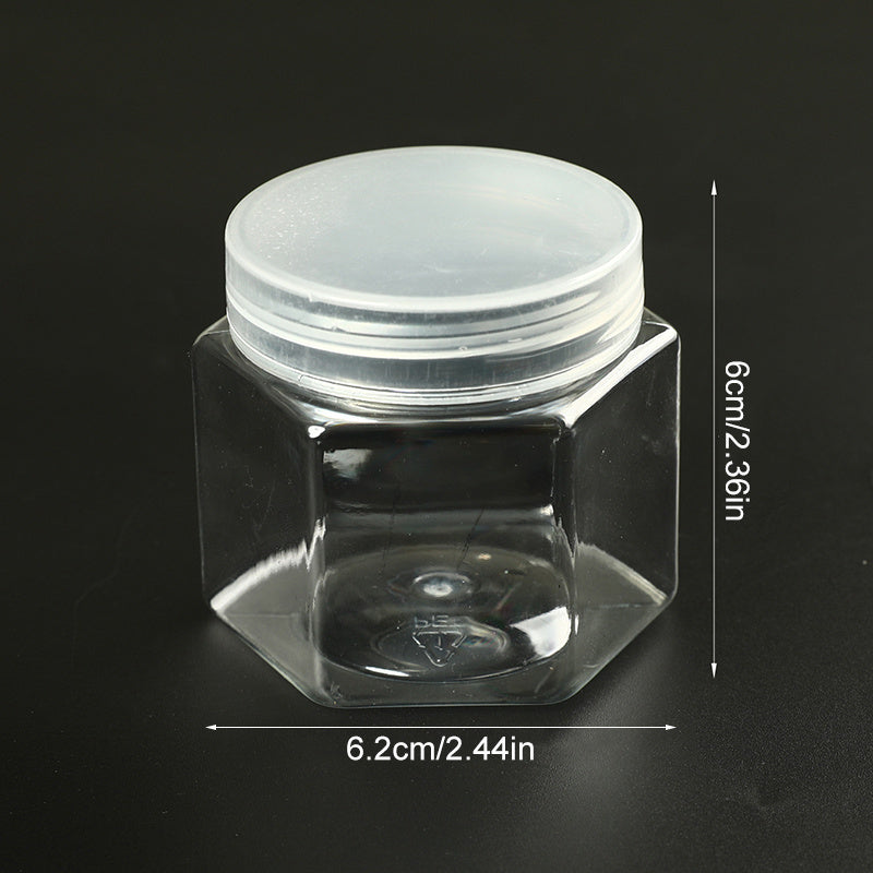 Clear Hexagonal Storage Box Plastic Sealed Jar Multipurpose Organizer Container
