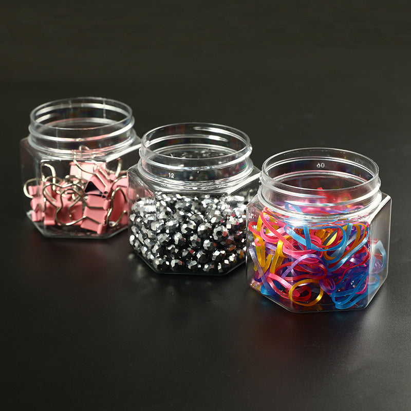 Clear Hexagonal Storage Box Plastic Sealed Jar Multipurpose Organizer Container