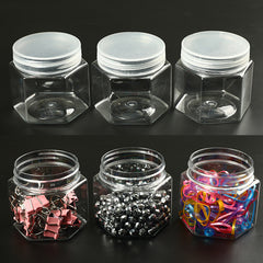 Clear Hexagonal Storage Box Plastic Sealed Jar Multipurpose Organizer Container