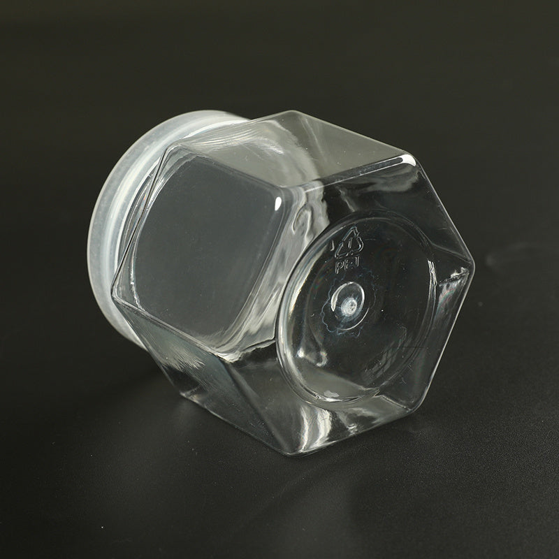 Clear Hexagonal Storage Box Plastic Sealed Jar Multipurpose Organizer Container