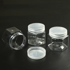 Clear Hexagonal Storage Box Plastic Sealed Jar Multipurpose Organizer Container