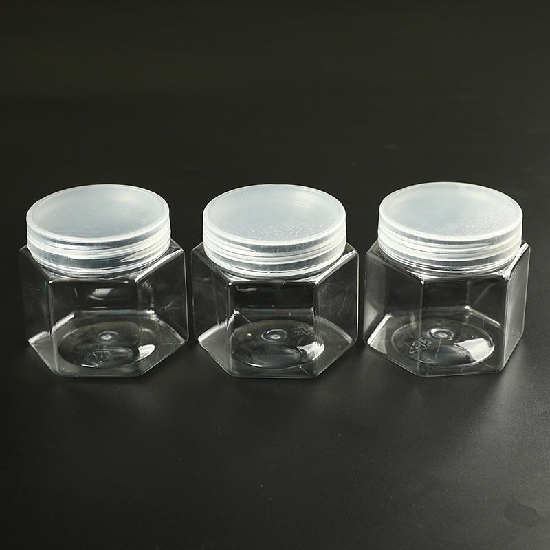 Clear Hexagonal Storage Box Plastic Sealed Jar Multipurpose Organizer Container