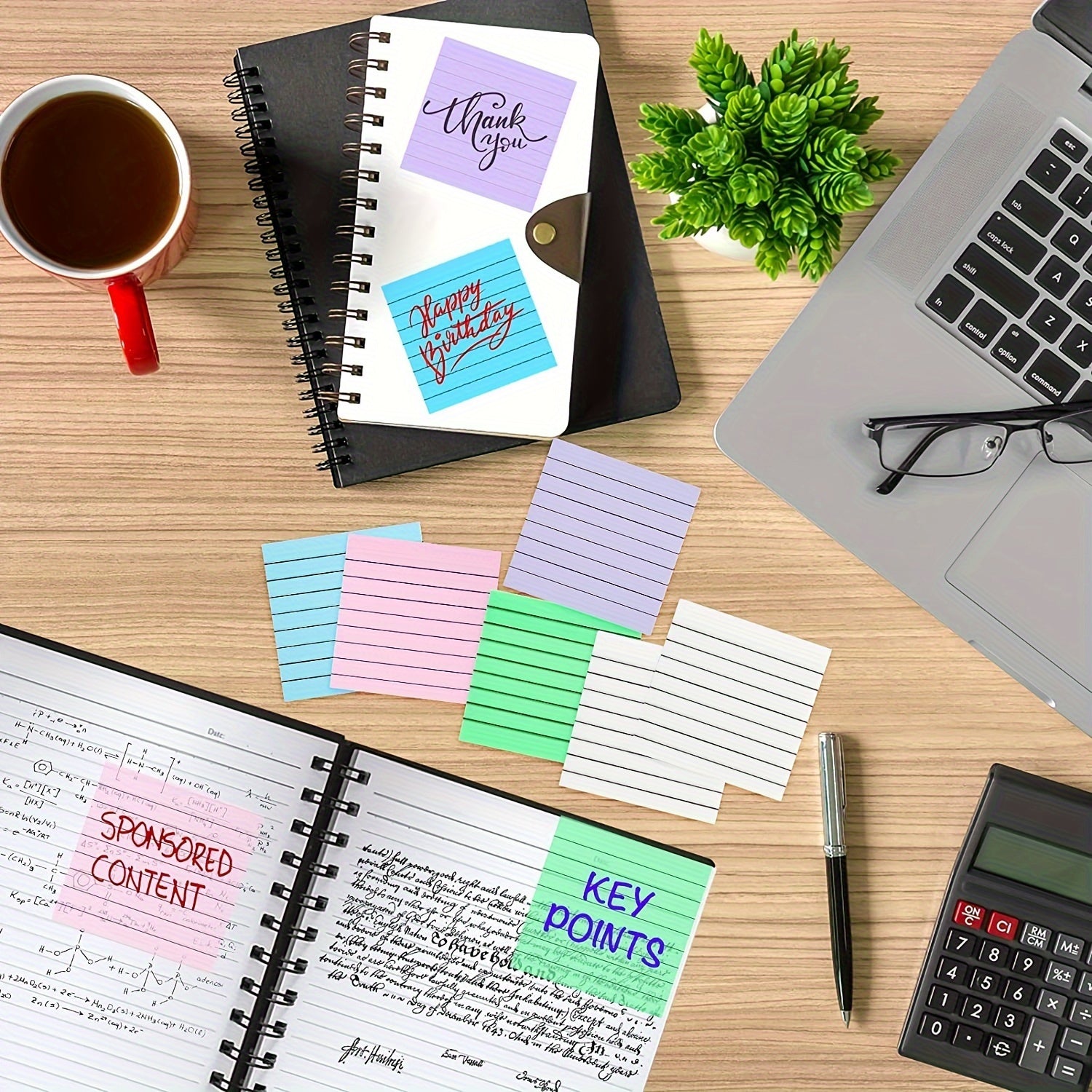 300 Sheets Lined Clear Sticky Notes Soft Colorful Translucent Sticky Not