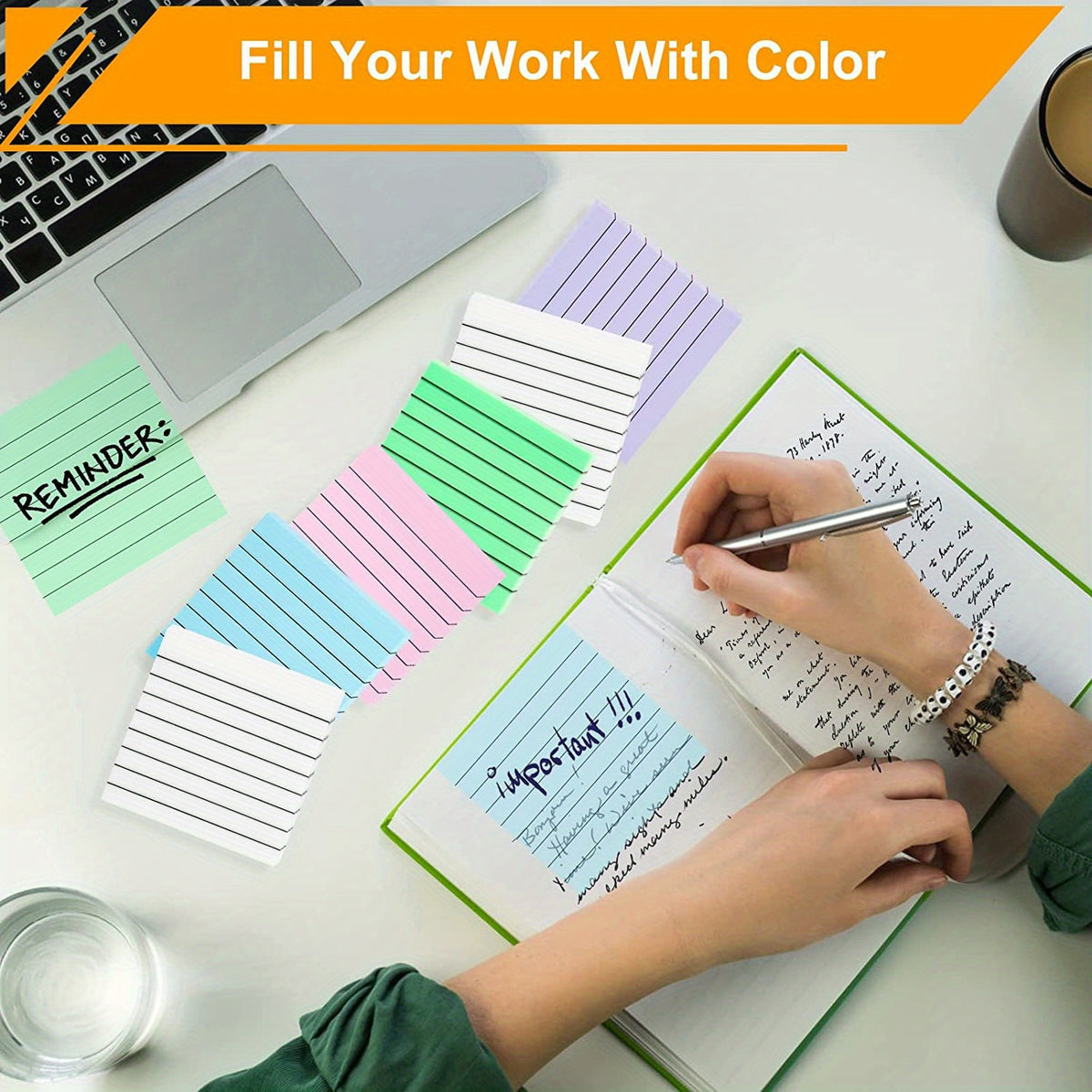 300 Sheets Lined Clear Sticky Notes Soft Colorful Translucent Sticky Not
