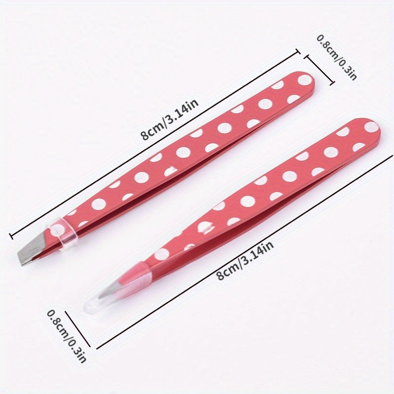 Mini Pink Dots Eyebrow Tweezers Stainless Steel Beauty Tools