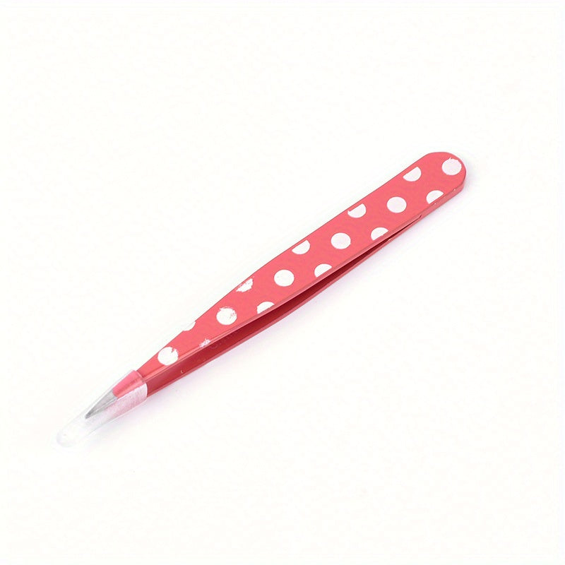 Mini Pink Dots Eyebrow Tweezers Stainless Steel Beauty Tools