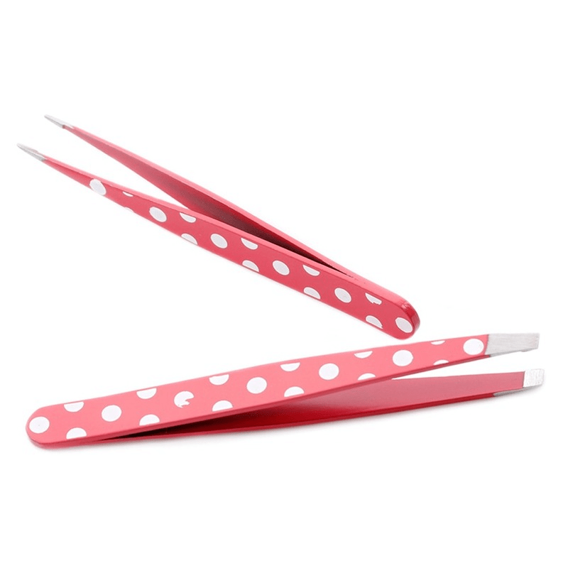 Mini Pink Dots Eyebrow Tweezers Stainless Steel Beauty Tools