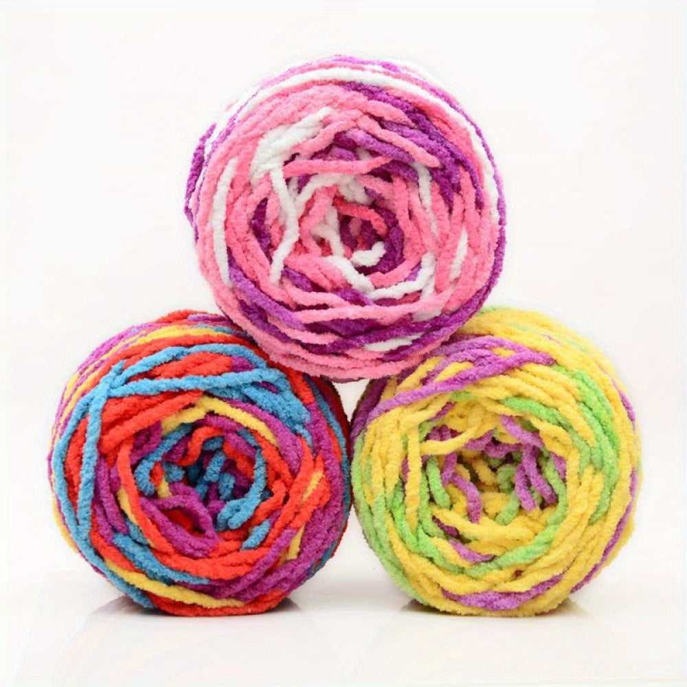 3pcs Colorful Ice Wool Thread for DIY Knitting Crocheting