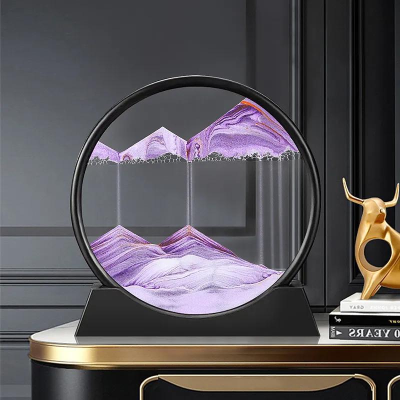 3D Moving Sand Art Picture Round Glass Deep Sea Landscape Hourglass