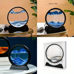3D Moving Sand Art Picture Round Glass Deep Sea Landscape Hourglass