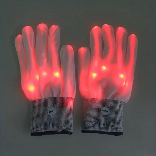 2pcs Glittering LED Changing Gloves Stage Cheering Halloween Gift Gloves