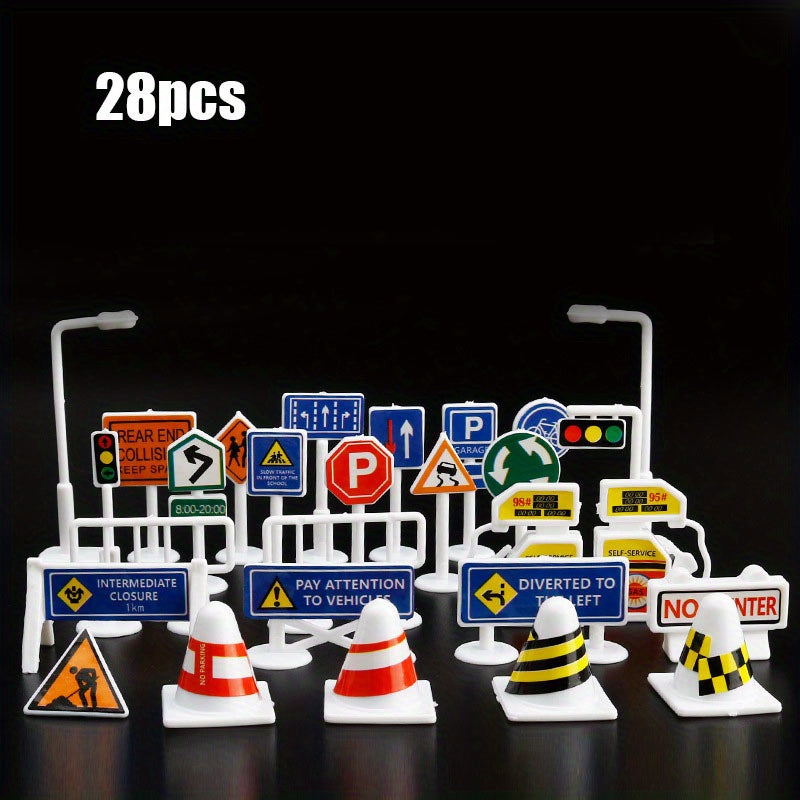 28pcs Traffic Signs Educational Toy For Traffic Car Gift