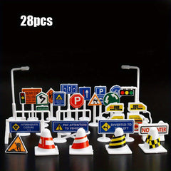 28pcs Traffic Signs Educational Toy For Traffic Car Gift