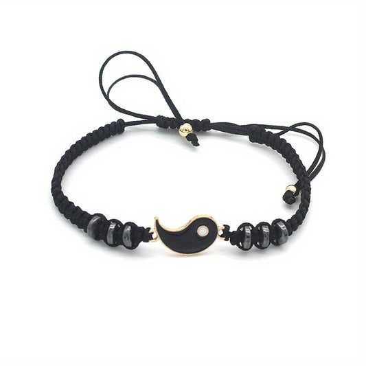 Yin Yang Beads Adjustable Bracelet Friendship Relationship Gift