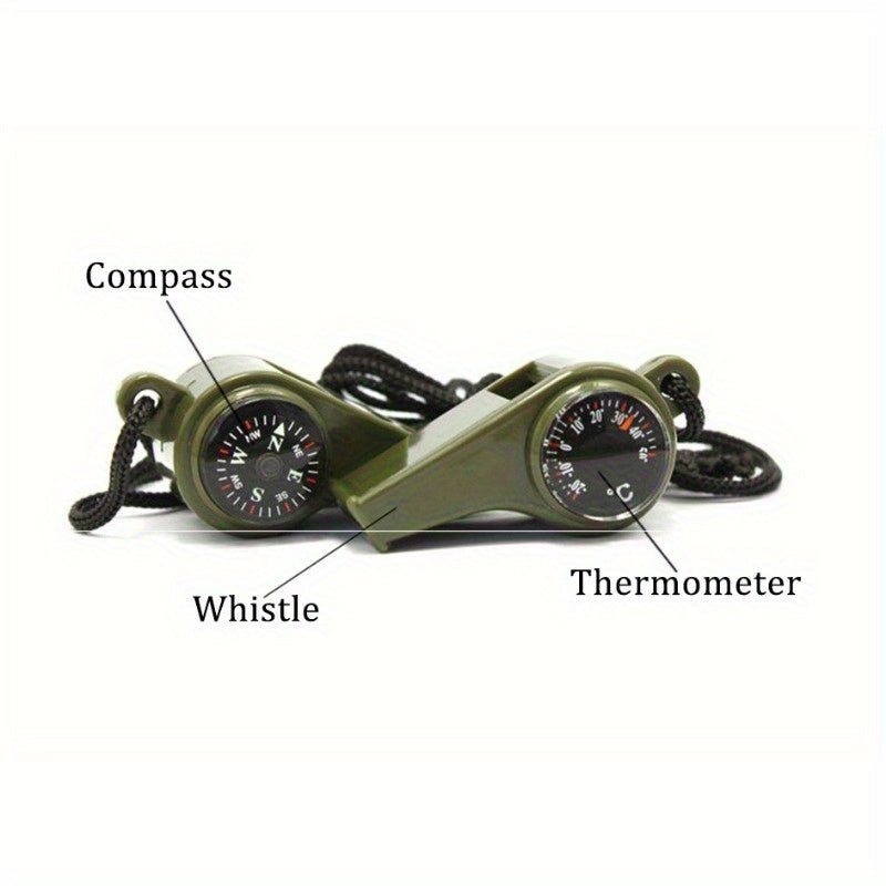 Portable 3-in-1 Survival Whistle for Outdoor Camping