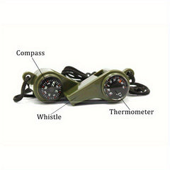 Portable 3-in-1 Survival Whistle for Outdoor Camping
