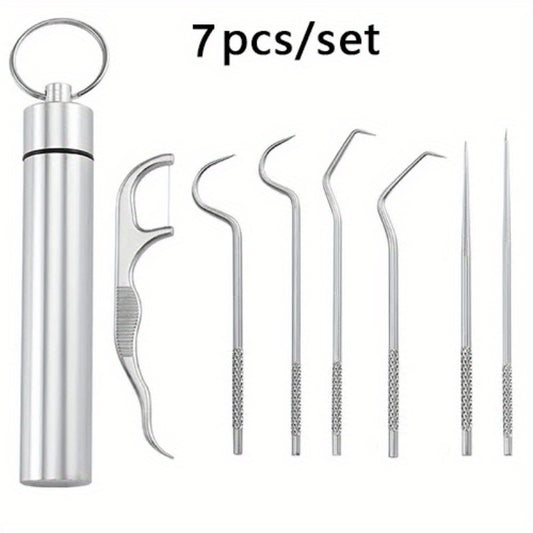 Stainless Steel Toothpick Set Tartar Cleaning Tools Dental Floss