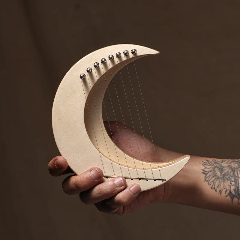 8 Strings G Key Mini Finger Harp Wood Moon Lyre Harp For Beginner