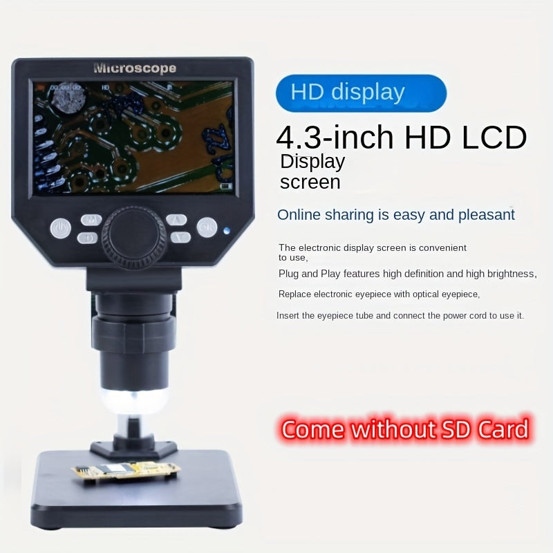 LCD Digital Microscope 4.3in 1080P 10MP 1-1000X Magnification Camera