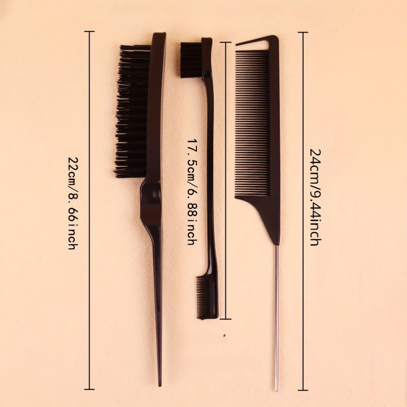 3pcs Hair Brush Set Hair Comb Double Sided Hairline Brush Smooth Comb