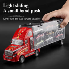 6pcs Big Transport Car Container Carrier Truck with Mini Diecast Cars