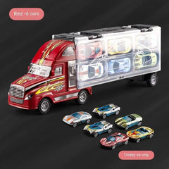 6pcs Big Transport Car Container Carrier Truck with Mini Diecast Cars