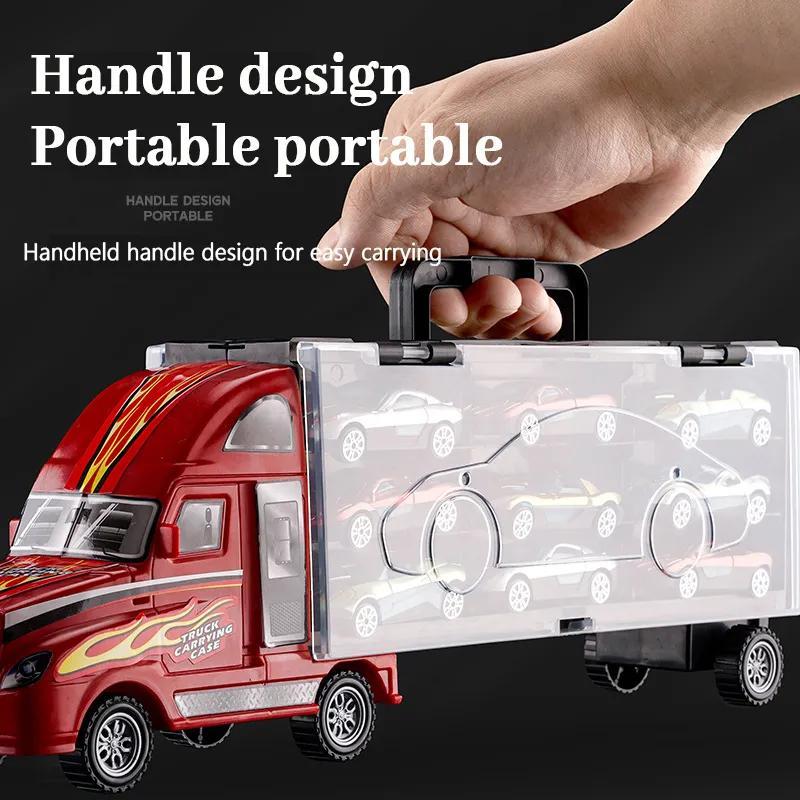 6pcs Big Transport Car Container Carrier Truck with Mini Diecast Cars