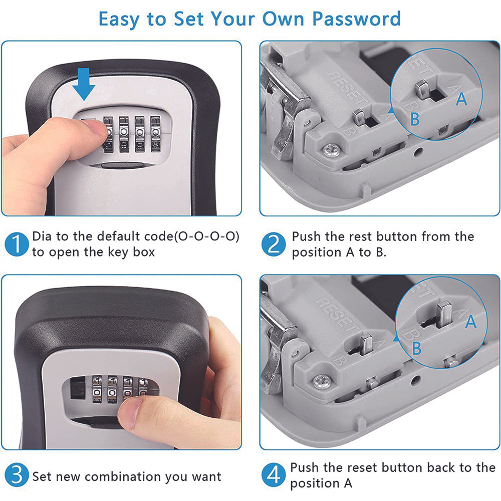 Waterproof Key Lock Box Portable Combination Lockbox for House & Car Keys