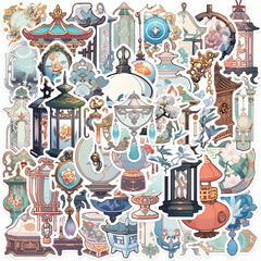 50pcs Lantern Chinese Palace Vinyl Stickers for Guitar Skateboard